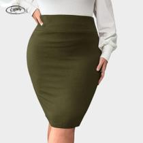 Saia midi social lapis bengaline moda evangelica secretária justa confortável modelos plus size