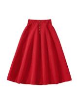 Saia Midi SOLY HUX de cintura alta A Line Red para meninas Saia Midi SOLY HUX de cintura alta A Line Red para meninas