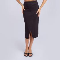 Saia midi transpasse em linho