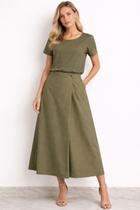 Saia Midi Yeji Feminina em Linho com Forro Confortável Cor:Verde ClaroTamanho:G Saia Midi Yeji Feminina em Linho com Forro Confortável Cor:Verde ClaroTamanho:G