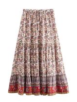 Saia Milumia Boho Vintage Floral Print Maxi White para mulheres