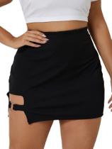 Saia Milumia casual recortada lateral elástica Bodycon preta Saia Milumia casual recortada lateral elástica Bodycon preta