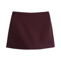 Saia Mini A-Line Feminina De Inverno Com Cintura Alta E Ajuste Slim, Cor Sólida, Estilo Retrô