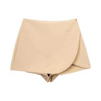 Saia Mini Assimétrica De Cintura Alta Feminina Rosa E Preta Moda Casual De Verão Shorts Skort