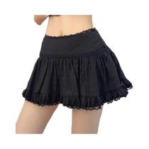 Saia Mini Branca Com Babados E Renda, Cintura Baixa, Estilo Camadas, Traje De Verão Balletcore Goth
