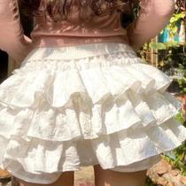 Saia Mini De Cintura Alta Com Camadas E Babados Kawaii Para Meninas, Doce E Fofa, Estilo Y2K Lolita