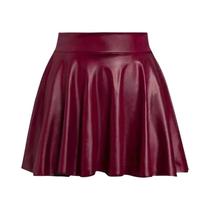 Saia Mini De material sintético De Cintura Alta Para Mulheres, Versátil, Elástica, Estilo Skater, Para