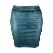 Saia Mini De material sintético Fosco De Cintura Alta Para Mulheres, Ajuste Slim, Imitação De PU,