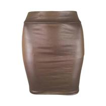 Saia Mini De material sintético Fosco De Cintura Alta Para Mulheres, Ajuste Slim, Imitação De PU,