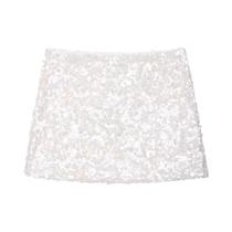 Saia Mini Elegante Feminina De Cintura Alta Com Lantejoulas, Ajuste Slim, Estilo Festa Brilhante,