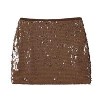 Saia Mini Feminina De Cintura Alta, Ajuste Slim, Estilo Europeu-Americano, Simples, Com Detalhe De