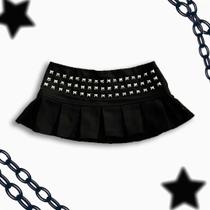 Saia Mini Gótica Punk Y2K Para Mulheres, Estilo Harajuku, Sexy, Com Studs E Plissada, Saia Kawaii