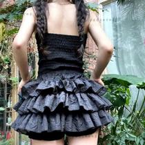 Saia Mini Kawaii Lolita De Cintura Alta Para Mulheres Verão 2024 Com Rendas Em Camadas E Patchwork