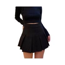 Saia Mini Plissada Cinza De Cintura Alta Para Mulheres Moda Vintage Kawaii Coreana Harajuku