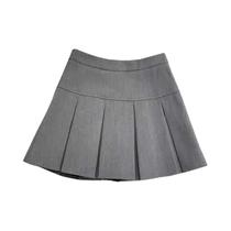 Saia Mini Plissada Cinza De Cintura Alta Para Mulheres, Moda Vintage Kawaii Coreana, Streetwear