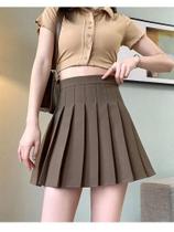 Saia Mini Plissada De Cintura Alta Feminina Kawaii Xadrez Cinza Uniforme Escolar Harajuku 2025