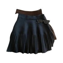 Saia Mini Plissada Feminina Coreana Doce De Malha Com Cintura Elástica Casual Moda Sólida