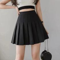 Saia Mini Plissada Preta De Cintura Alta Para Mulheres, Estilo Preppy Com Zíper E Botão, Moda Para