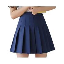 Saia Mini Plissada Preta plus Size Estilo Preppy Para Mulheres, Cintura Alta, A-Line, Uniforme