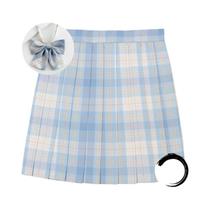 Saia Mini Plissada Xadrez Feminina De Cintura Alta Com Laço Estilo Preppy A-Line Harajuku Para Dança