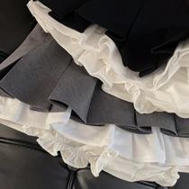 Saia Mini Preta De Cintura Alta Com Babados Para Mulheres, Estilo Coreano, Patchwork Plissado, Y2K, Saia Mini Preta De Cintura Alta Com Babados Para Mulheres, Estilo Coreano, Patchwork Plissado, Y2K,