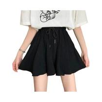 Saia Mini Preta De Cintura Alta E Elástica 5XL, Casual E Solta, Shorts De Verão Femininos