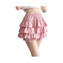 Saia Mini Rosa E Branca De Cintura Alta Com Babados Para Mulheres, Estilo Y2K Kawaii Lolita, Com Saia Mini Rosa E Branca De Cintura Alta Com Babados Para Mulheres, Estilo Y2K Kawaii Lolita, Com