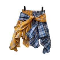 Saia Mini Xadrez Feminina Com Camisa Bicolor, Estilo Y2K Harajuku Grunge, Roupa Para Adolescentes,