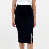 Saia Miravest Clássica em Tecido com Cinto Feminina Saia Miravest Clássica em Tecido com Cinto Feminina
