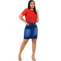 Saia Moda Evangélica Jeans azul escuro Saia Moda Evangélica Jeans azul escuro