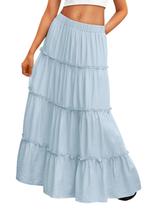 Saia moderna Queen Blue Maxi A-Line elástica de cintura alta M