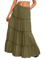 Saia moderna Queen Green Maxi A-Line elástica de cintura alta GG