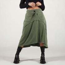 Saia mullet midi verde musgo