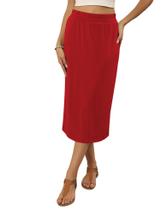 Saia Naggoo Red feminina casual de verão, cintura alta, altura do joelho