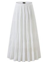 Saia NASHALYLY de Chiffon com Cós Elástico e Cintura Alta Branca Saia NASHALYLY de Chiffon com Cós Elástico e Cintura Alta Branca