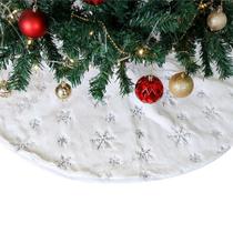 Saia Natal Veludo Branco 90cm - Flocos de Neve Lantejoula - Wincy Natal