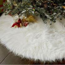 Saia P/ Arvore De Natal Pelúcia Pelo Alto 7cm Branco 80cm