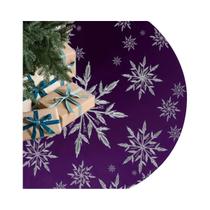 Saia Para Árvore De Natal Com Estampa De Floco De Neve Roxo Profundo, Decoração Festiva Para a