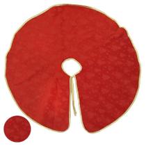 Saia para Árvore de Natal em Veludo 75cm Vermelho e Dourado - Florarte