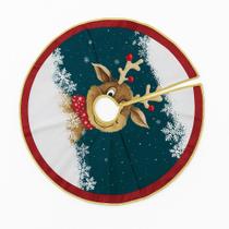 Saia para Árvore de Natal Rena com Cachecol e Borda Dourada