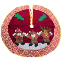 Saia Para Árvore de Natal Vermelha Temática Papai Noel Rena Boneco De Neve Feltro 89cm - Gici Christmas