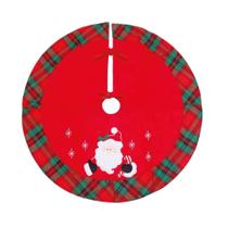 Saia para Árvore de Natal Vermelha Xadrez com Papai Noel 70 cm - Cromus