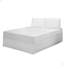 Saia Para Box Matelada Cama King Branco Quadriculado Saia Para Box Matelada Cama King Branco Quadriculado