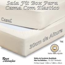 Saia Para Cama Box Casal Fit Box Malha Algodão 30cm Altura