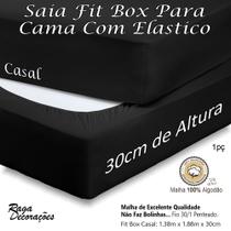 Saia Para Cama Box Casal Fit Box Malha Algodão 30cm Altura