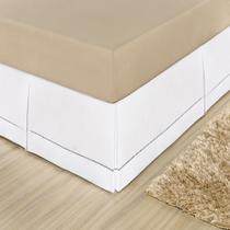Saia para cama box casal king ponto palito percal 180 fios 01 pç branca