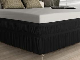 Saia Para Cama Box Casal King Preto Elástico Duplo