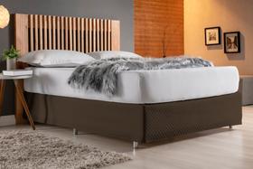 Saia Para Cama Box Casal Padrão Matelado Proteção Marrom