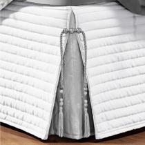 Saia Para Cama Box Casal Padrão Paris Matelada Branco