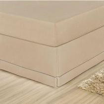 Saia para Cama Box Casal - Ponto Palito 01 Peça - Cáqui - Bia enxovais